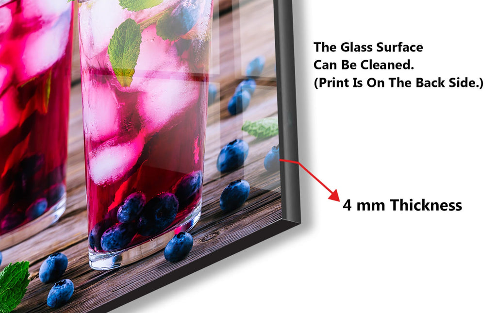 Refreshing Blueberry Mint Cocktail - Glass Kitchen Backsplash-BacksplashArtworks
