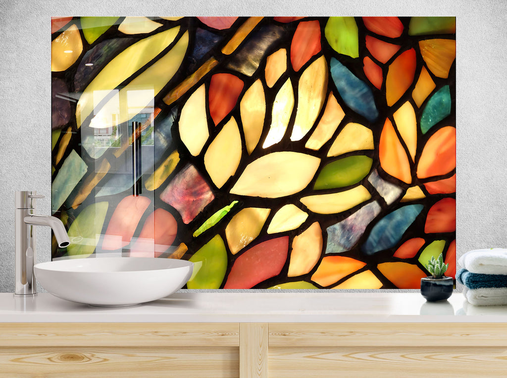 Autumn Stained Glass - Glass Kitchen Backsplash-BacksplashArtworks