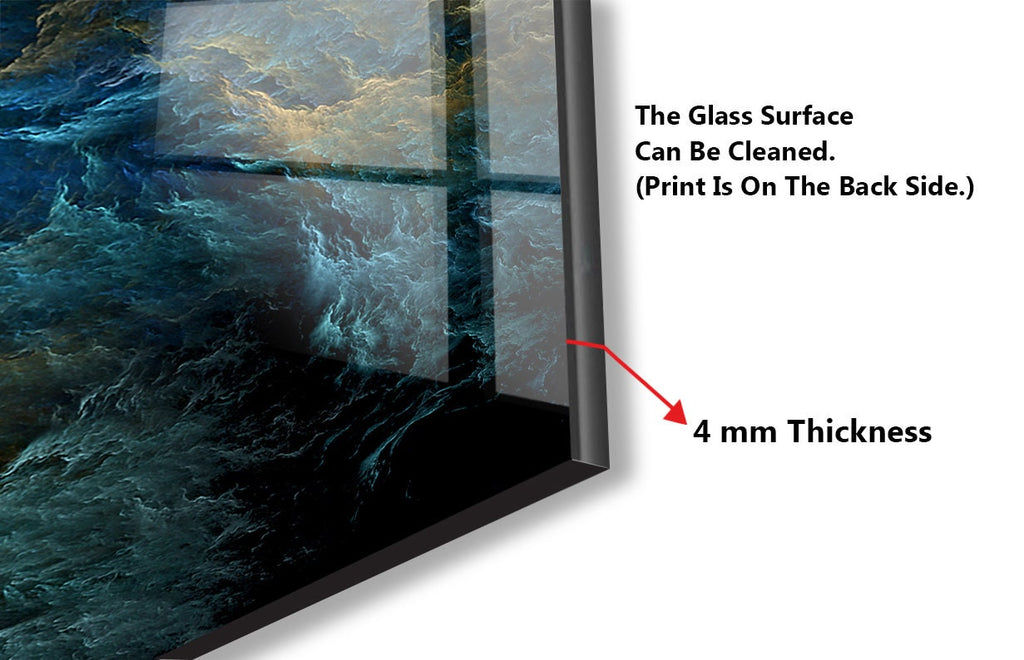 Celestial Ocean Mystical Blue - Glass Kitchen Backsplash-BacksplashArtworks