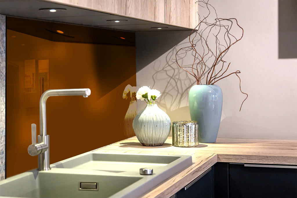 Chocolate Brown - Glass Kitchen Backsplash-BacksplashArtworks