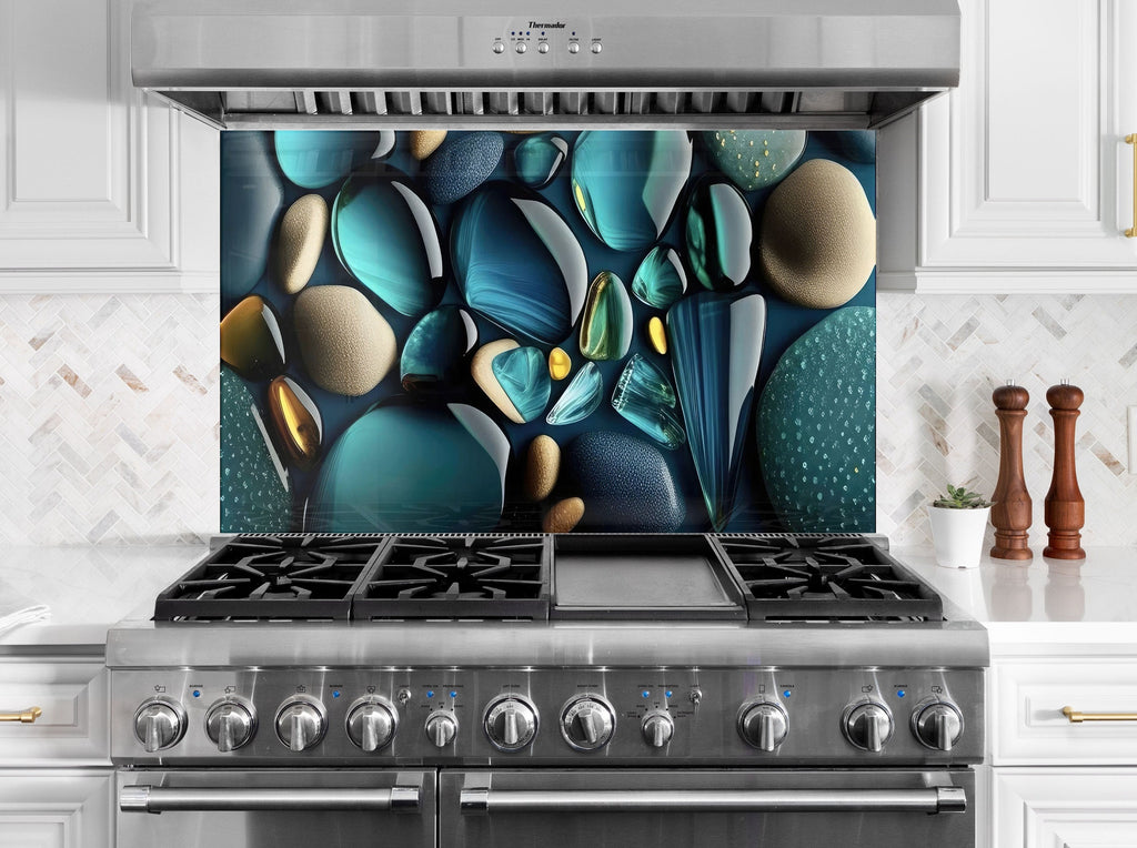 Zen Spa Stones Tempered Glass Backsplash-BacksplashArtworks