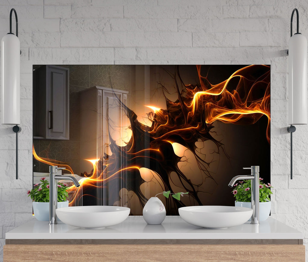 Fiery Abstract Art – Glass Kitchen Backsplash-BacksplashArtworks