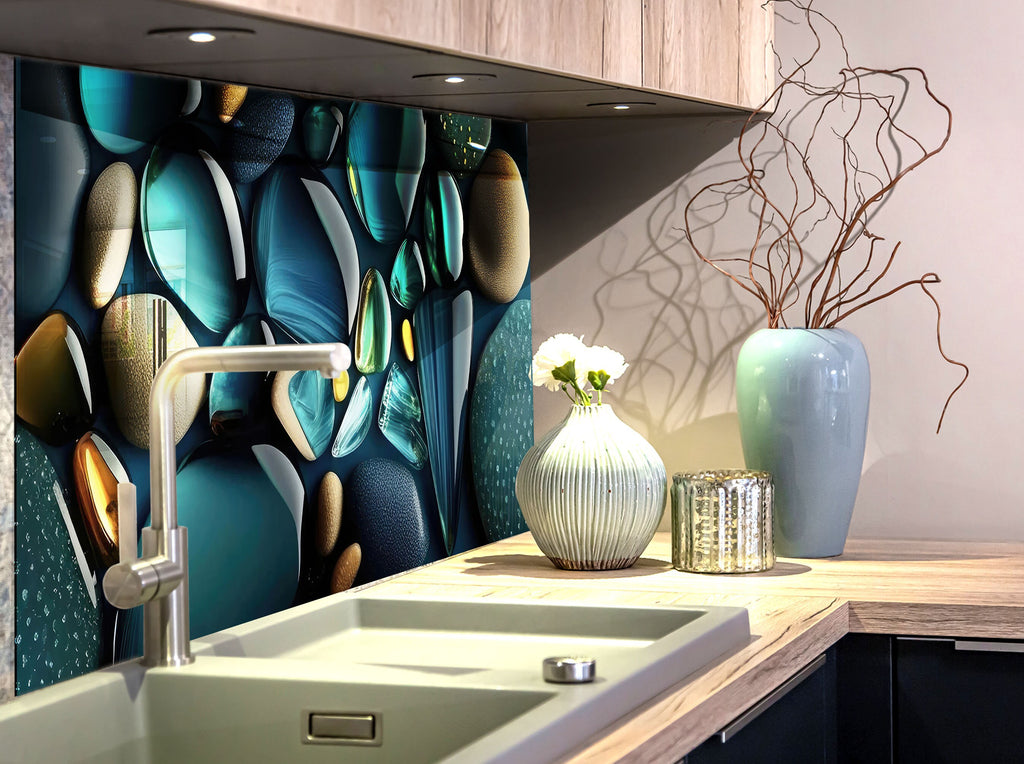 Zen Spa Stones Tempered Glass Backsplash-BacksplashArtworks