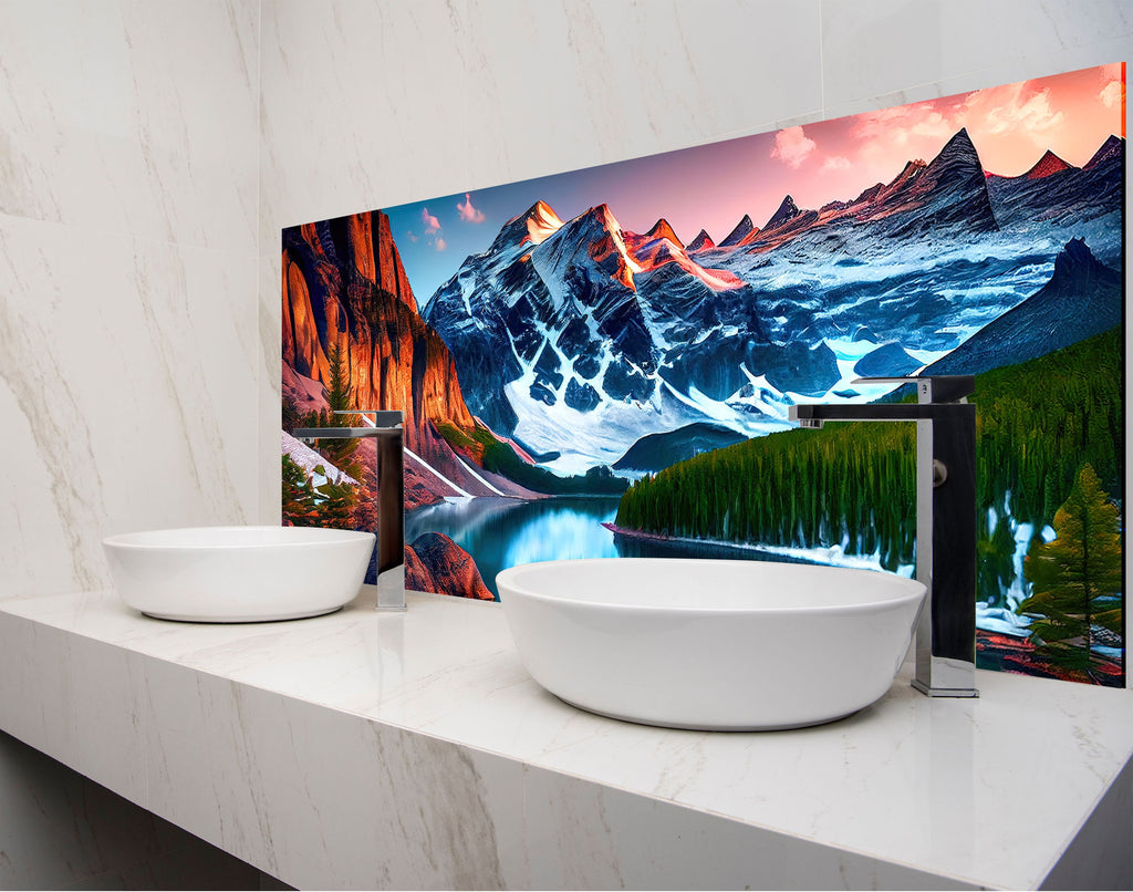 a bowl is sitting on a counter in front of a television