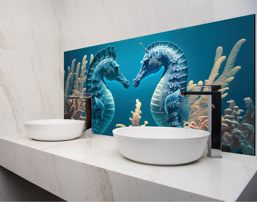 a couple of sea horses standing next to each other
