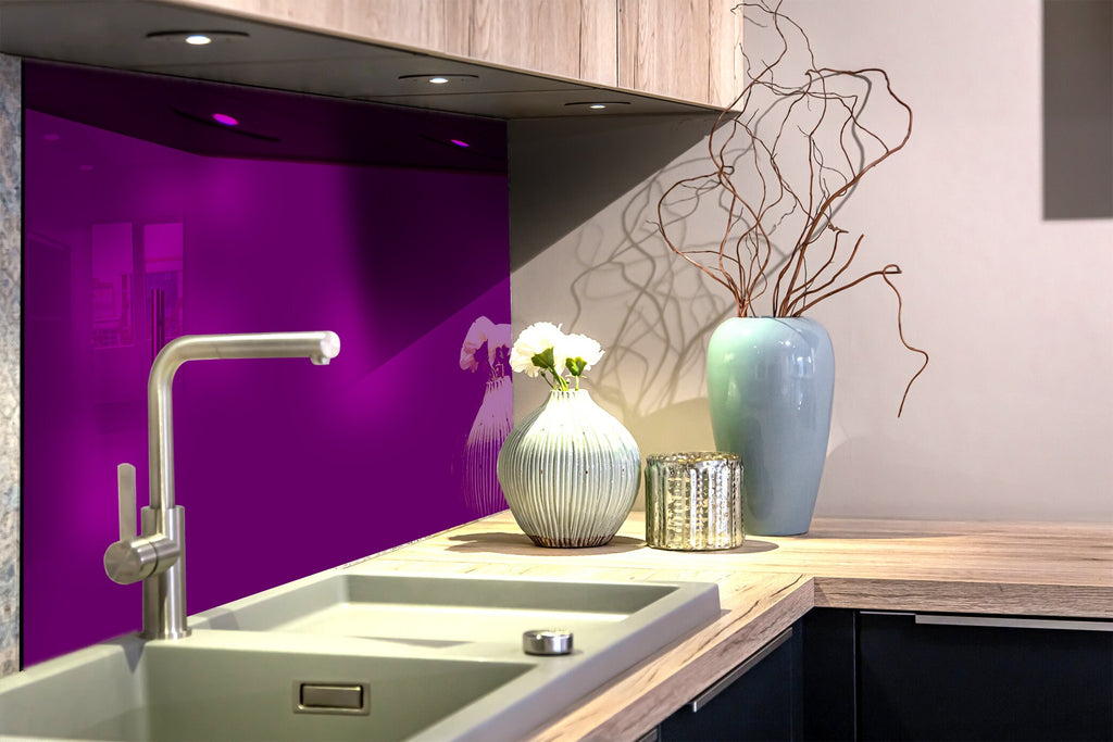 Plum - Tempered Glass Kitchen Backsplash-BacksplashArtworks