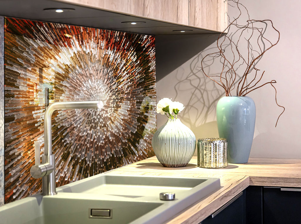 Modern Metallic - Glass Kitchen Backsplash-BacksplashArtworks