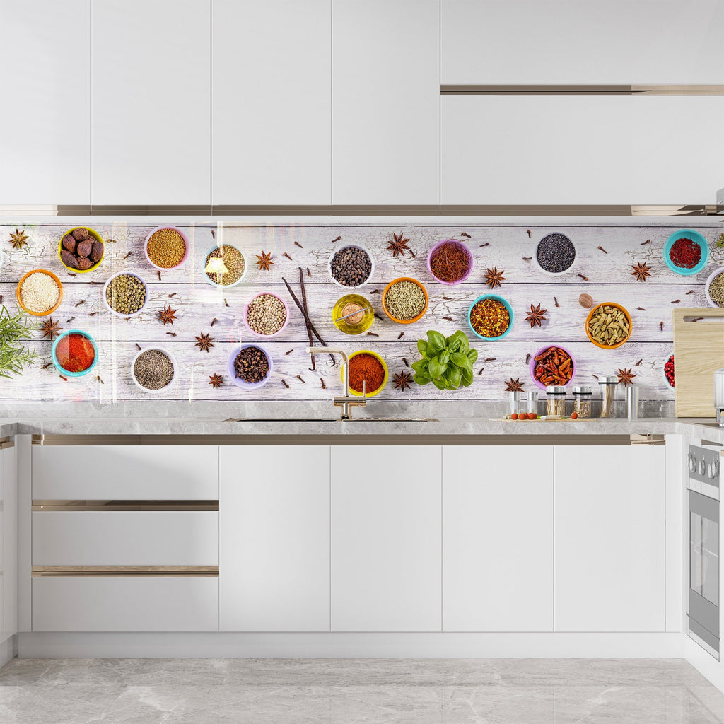 Rustic Spice Charm - Glass Kitchen Backsplash-BacksplashArtworks