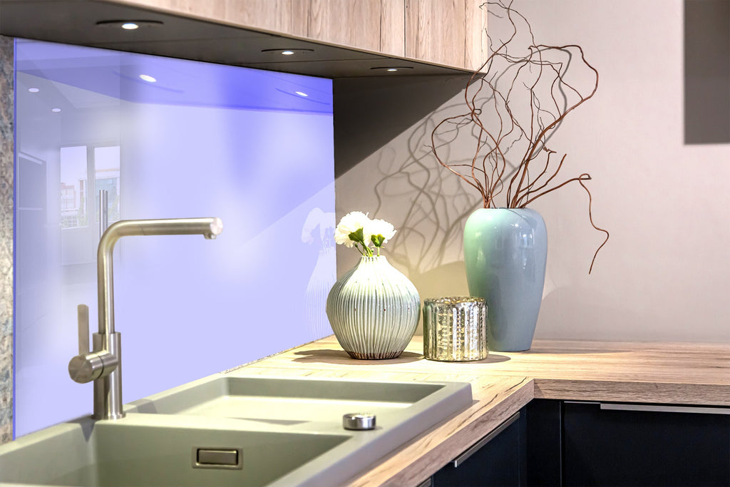 Powder Blue - Tempered Glass Kitchen Backsplash-BacksplashArtworks