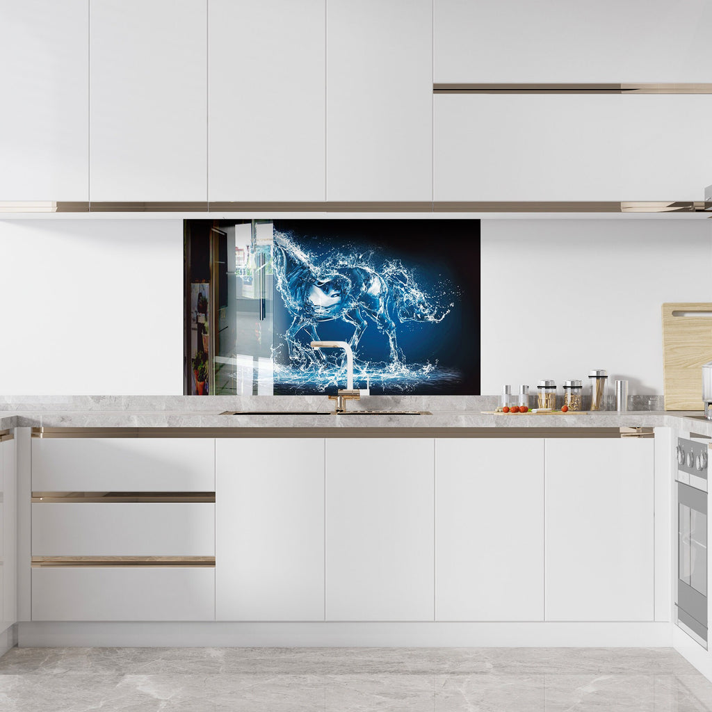 Water Horse – Glass Kitchen Backsplash-BacksplashArtworks