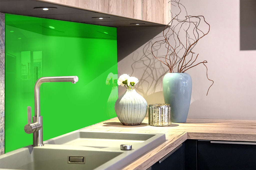 Spring Green - Tempered Glass Kitchen Backsplash-BacksplashArtworks