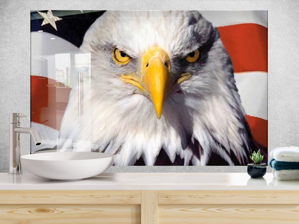 American Bald Eagle & Flag - Glass Kitchen Backsplash-BacksplashArtworks