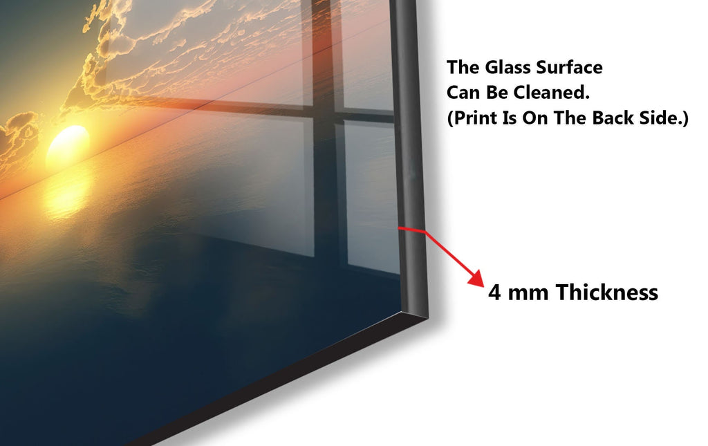 Golden Sunset Over Ocean – Glass Kitchen Backsplash-BacksplashArtworks