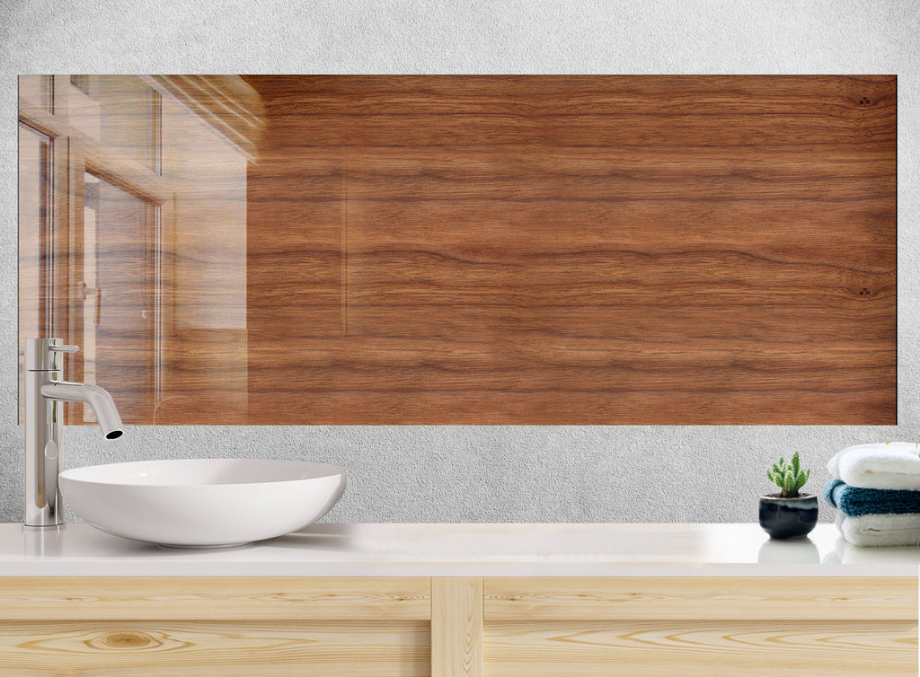 Modern Walnut Wood - Glass Kitchen Backsplash-BacksplashArtworks