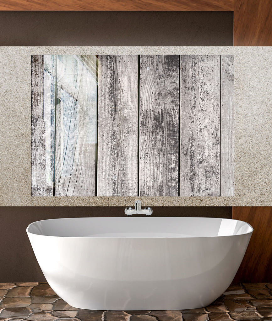 Weathered Wood - Glass Kitchen Backsplash-BacksplashArtworks