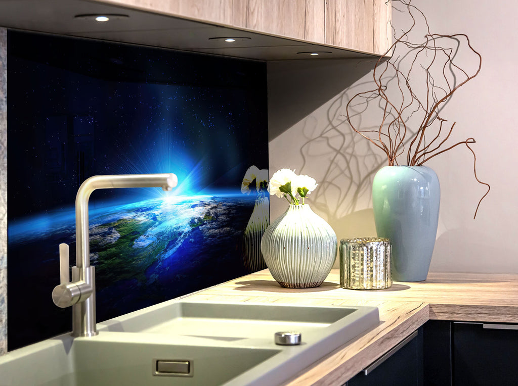 Earth from Space Glass Kitchen Backsplash – Cosmic View Design-BacksplashArtworks
