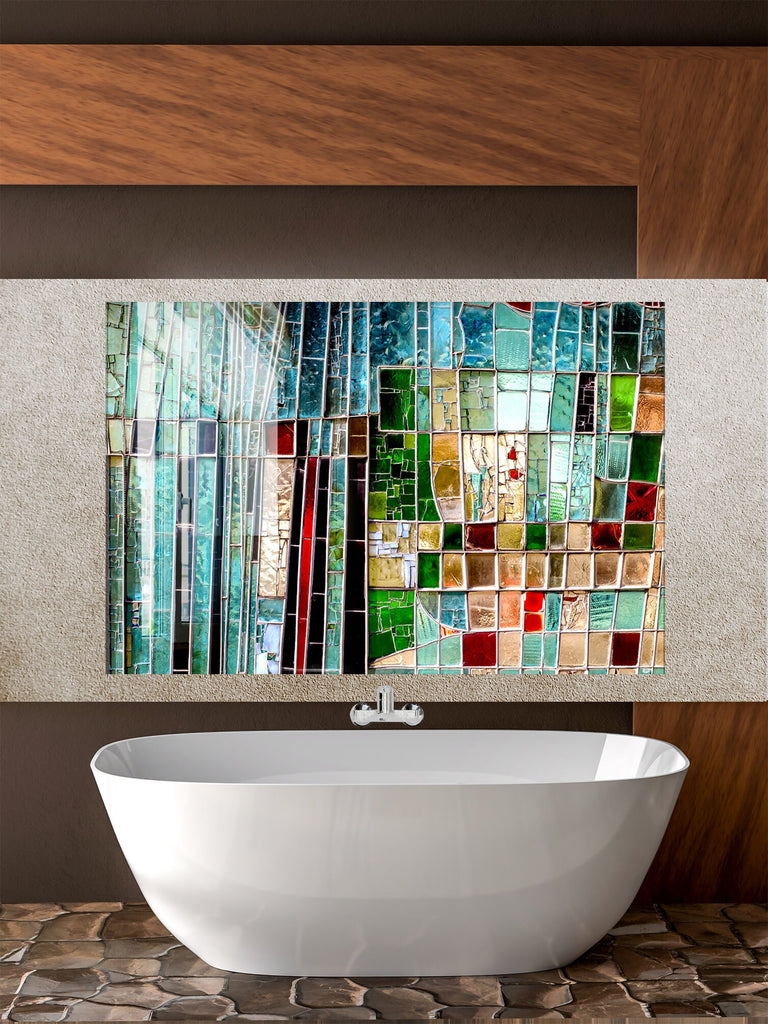 Geometric Mosaic Art - Glass Kitchen Backsplash-BacksplashArtworks