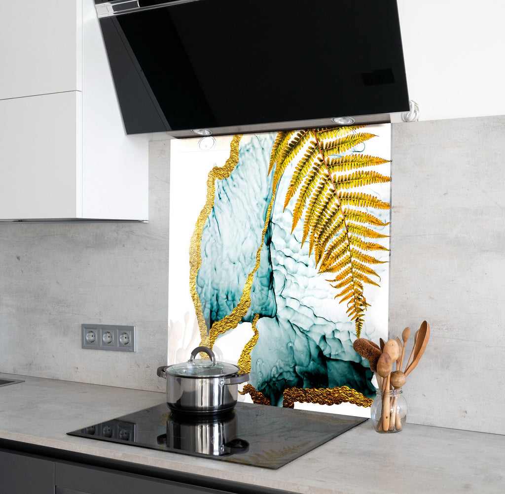 Leaves Tempered Glass Backsplash-BacksplashArtworks
