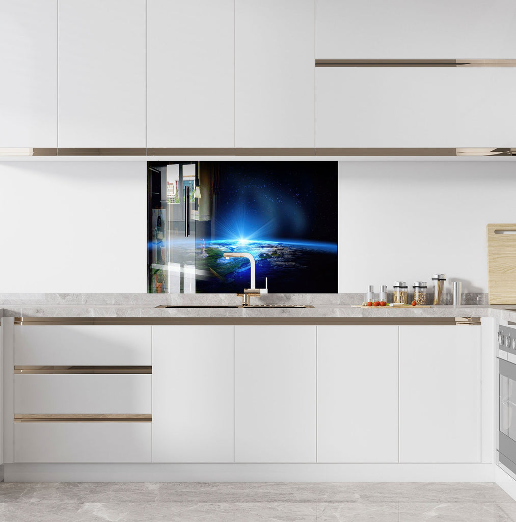 Earth from Space Glass Kitchen Backsplash – Cosmic View Design-BacksplashArtworks