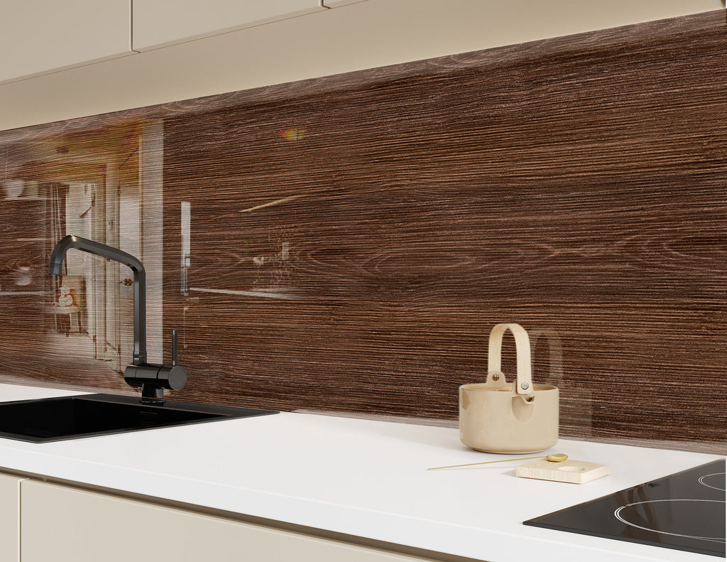 Dark Wood - Tempered Glass Kitchen Backsplash-BacksplashArtworks