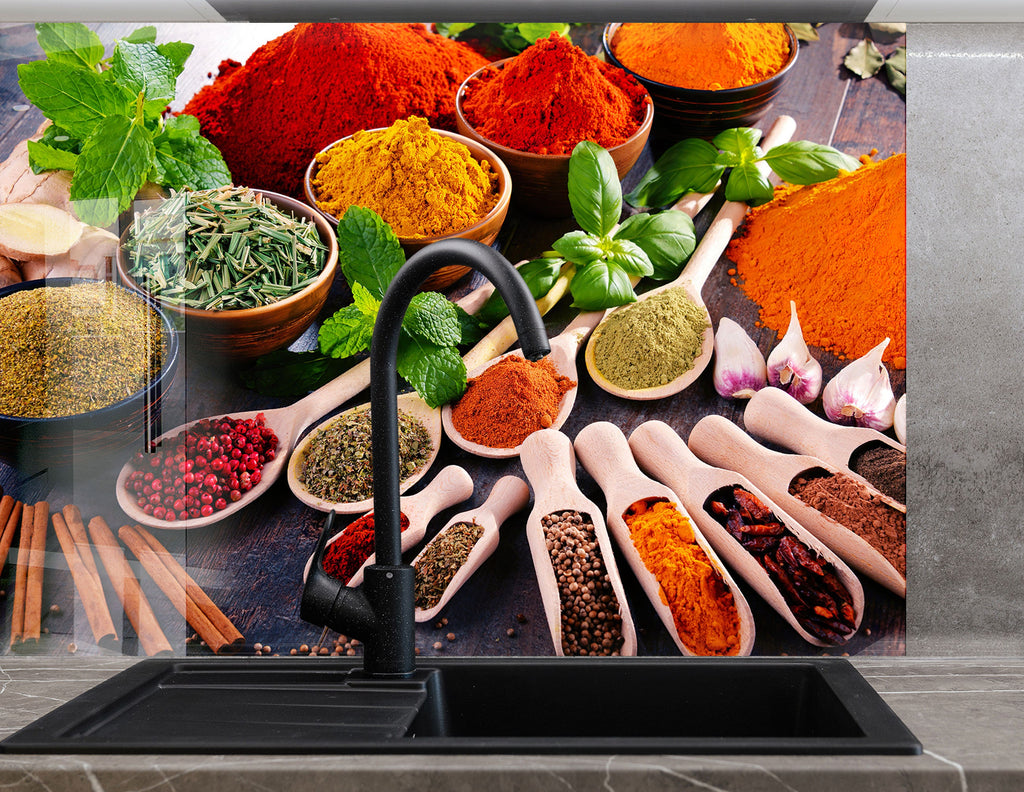 Spice Essence - Glass Kitchen Backsplash-BacksplashArtworks