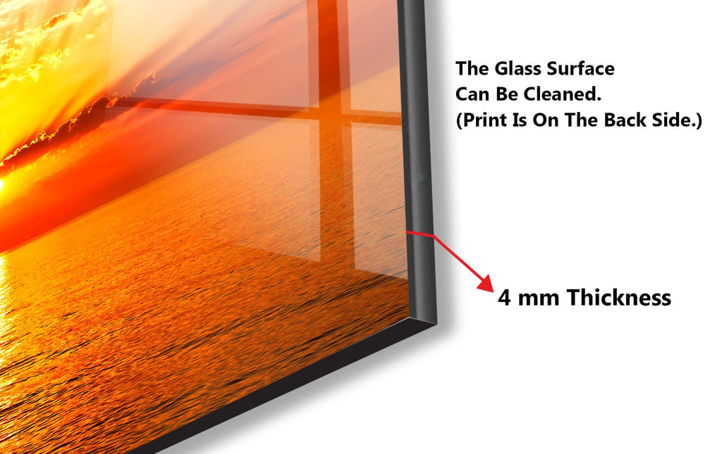 Golden Ocean Sunset Landscape – Glass Kitchen Backsplash-BacksplashArtworks