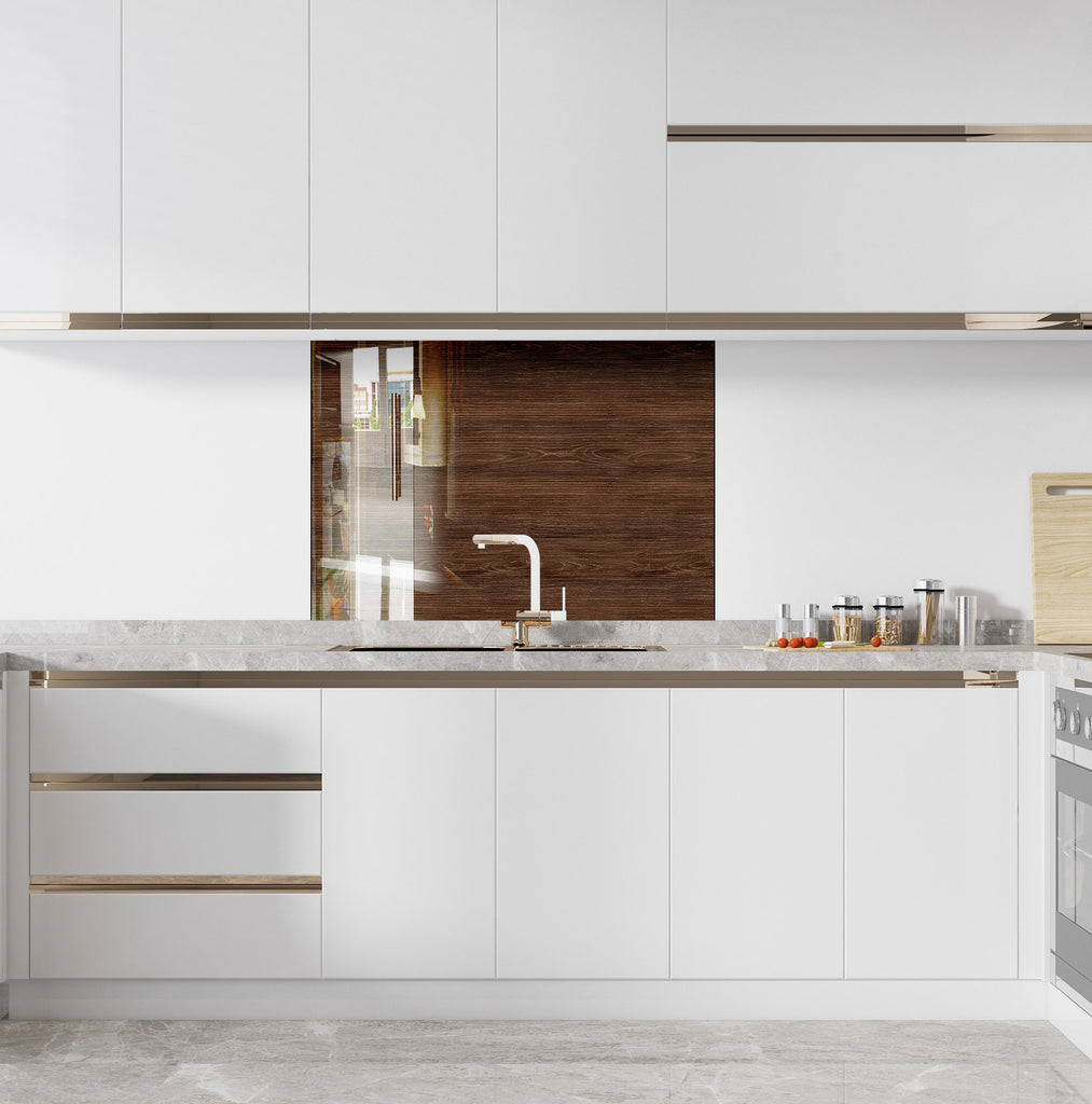 Dark Wood - Tempered Glass Kitchen Backsplash-BacksplashArtworks