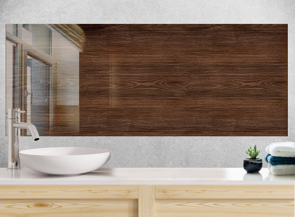 Dark Wood - Tempered Glass Kitchen Backsplash-BacksplashArtworks
