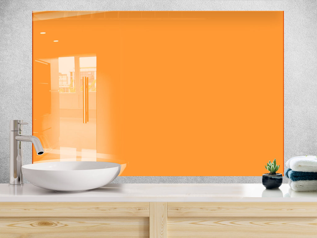 Light Orange - Tempered Glass Kitchen Backsplash-BacksplashArtworks