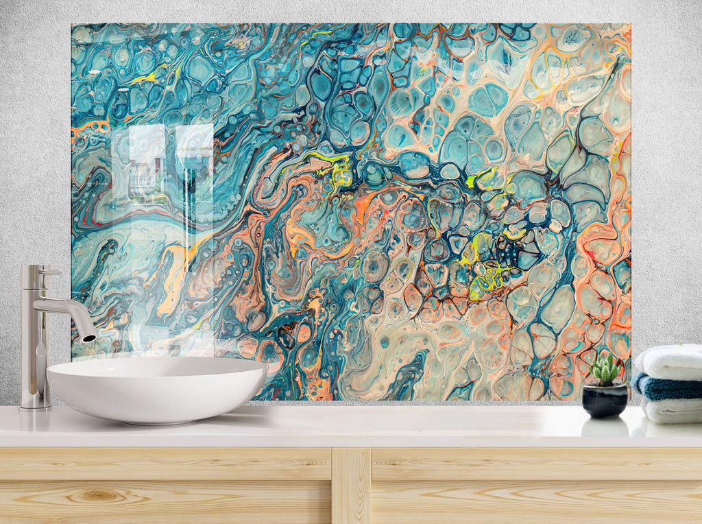 Oceanic Flow - Glass Kitchen Backsplash-BacksplashArtworks