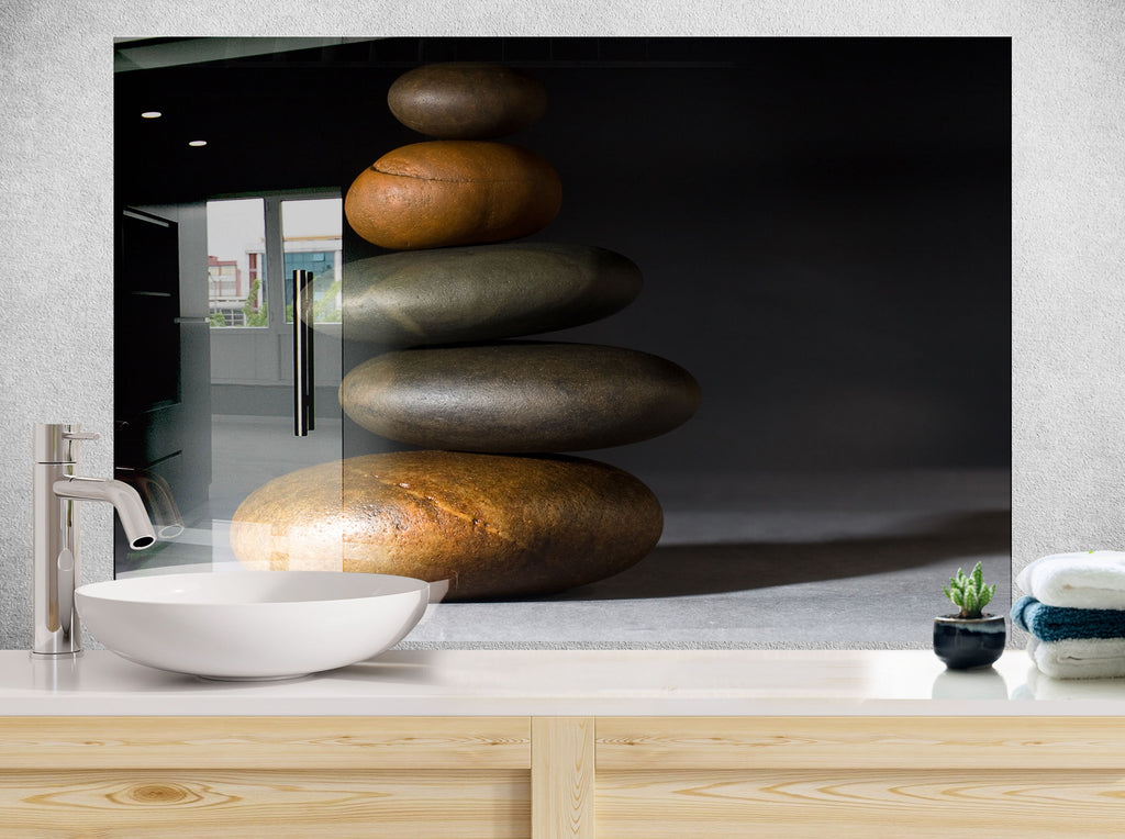 Zen Spa Stones Tempered Glass Backsplash-BacksplashArtworks
