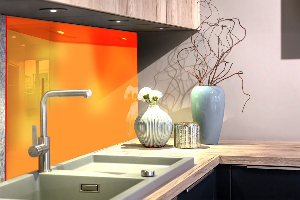 Light Orange - Tempered Glass Kitchen Backsplash-BacksplashArtworks