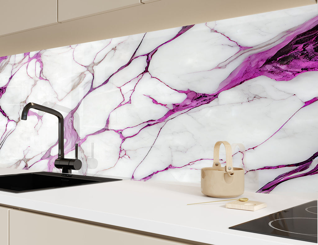 Lavender Marble - Glass Kitchen Backsplash-BacksplashArtworks