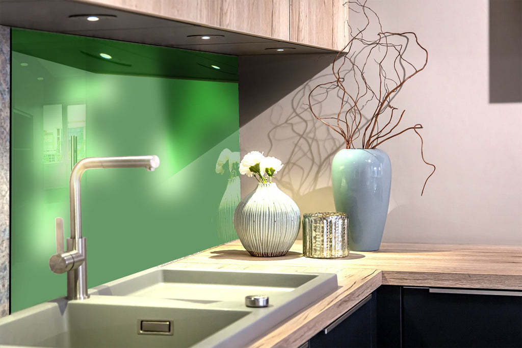 Army Green - Tempered Glass Kitchen Backsplash-BacksplashArtworks