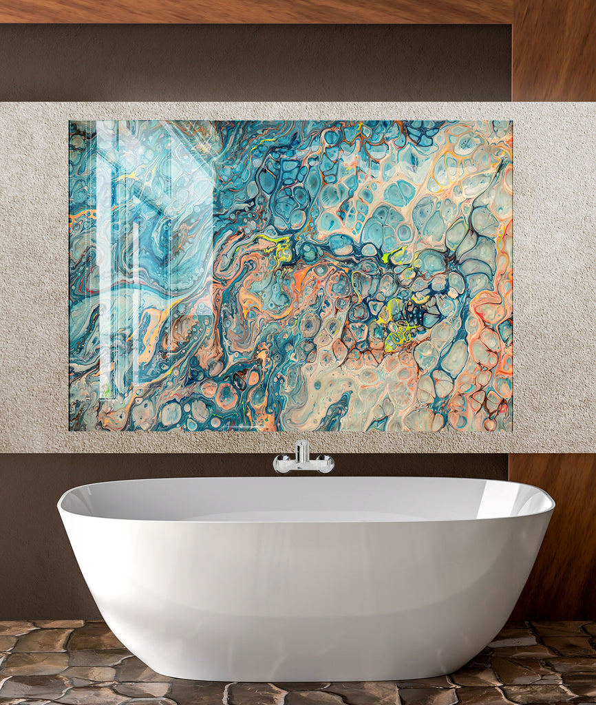 Oceanic Flow - Glass Kitchen Backsplash-BacksplashArtworks