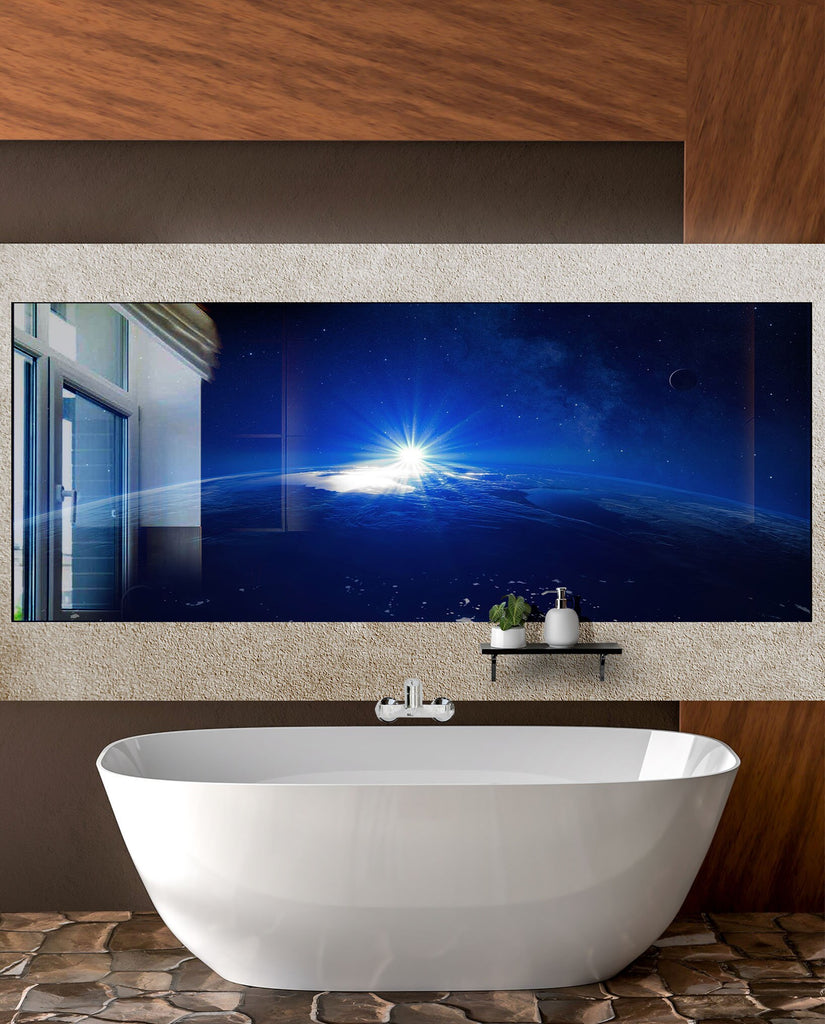 Sunrise Over Earth Glass Kitchen Backsplash – Space Exploration Design-BacksplashArtworks