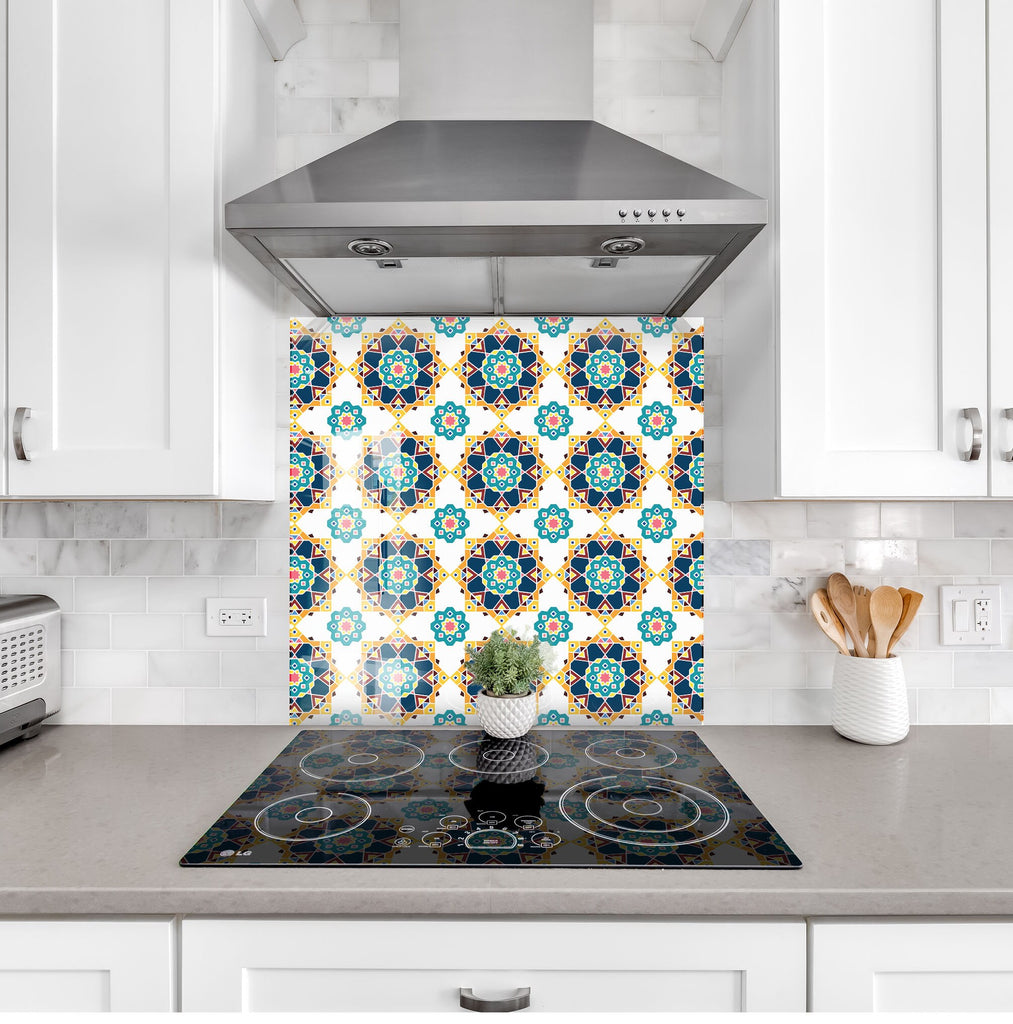 Elegant Moroccan Tile Mosaic Glass Kitchen Backsplash-BacksplashArtworks
