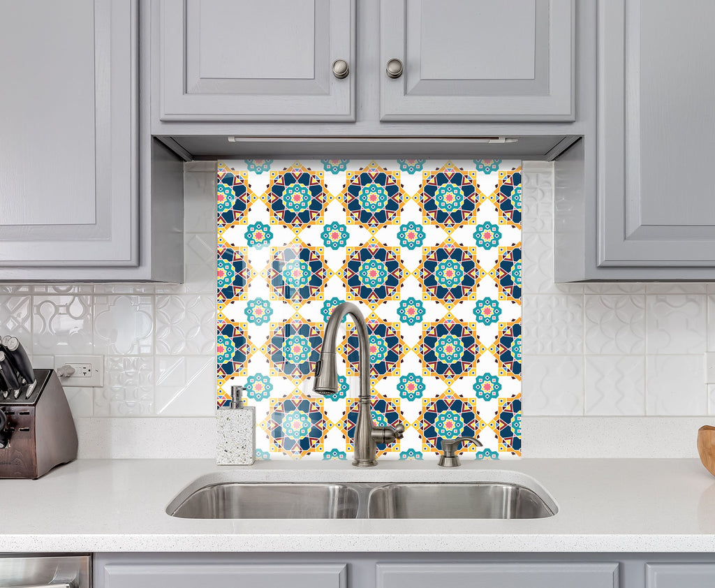 Elegant Moroccan Tile Mosaic Glass Kitchen Backsplash-BacksplashArtworks