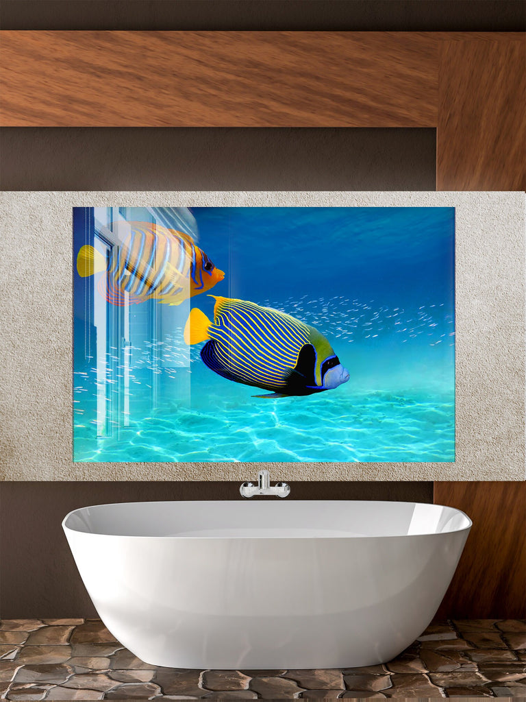 Vibrant Ocean Glass Kitchen Backsplash – Colorful Tropical Fish Design-BacksplashArtworks