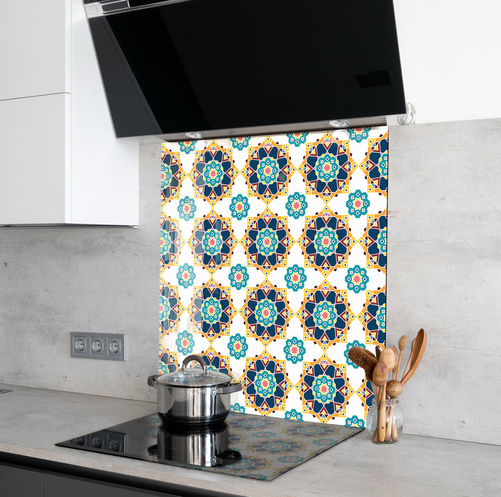 Elegant Moroccan Tile Mosaic Glass Kitchen Backsplash-BacksplashArtworks