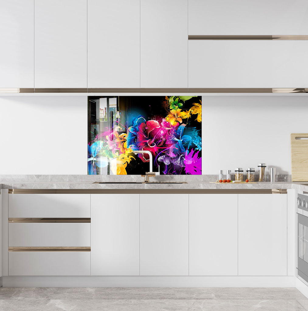Abstract Tempered Glass Backsplash-BacksplashArtworks