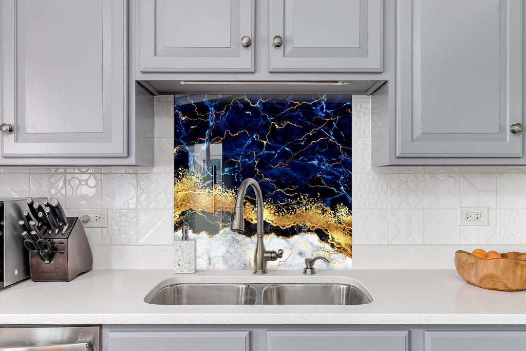 Midnight Gold - Glass Kitchen Backsplash-BacksplashArtworks