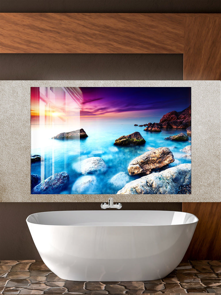 Mystical Coastal Sunset – Glass Kitchen Backsplash-BacksplashArtworks