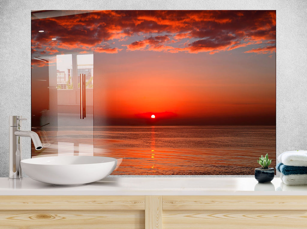 Fiery Sunset Serenity – Glass Kitchen Backsplash-BacksplashArtworks