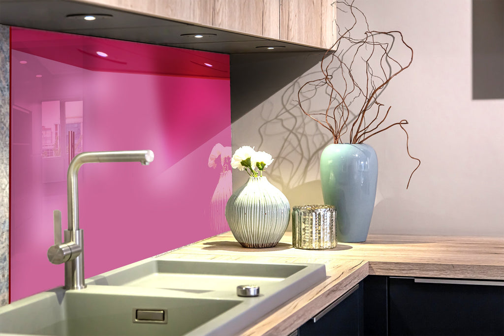 Dusty Rose - Tempered Glass Kitchen Backsplash-BacksplashArtworks