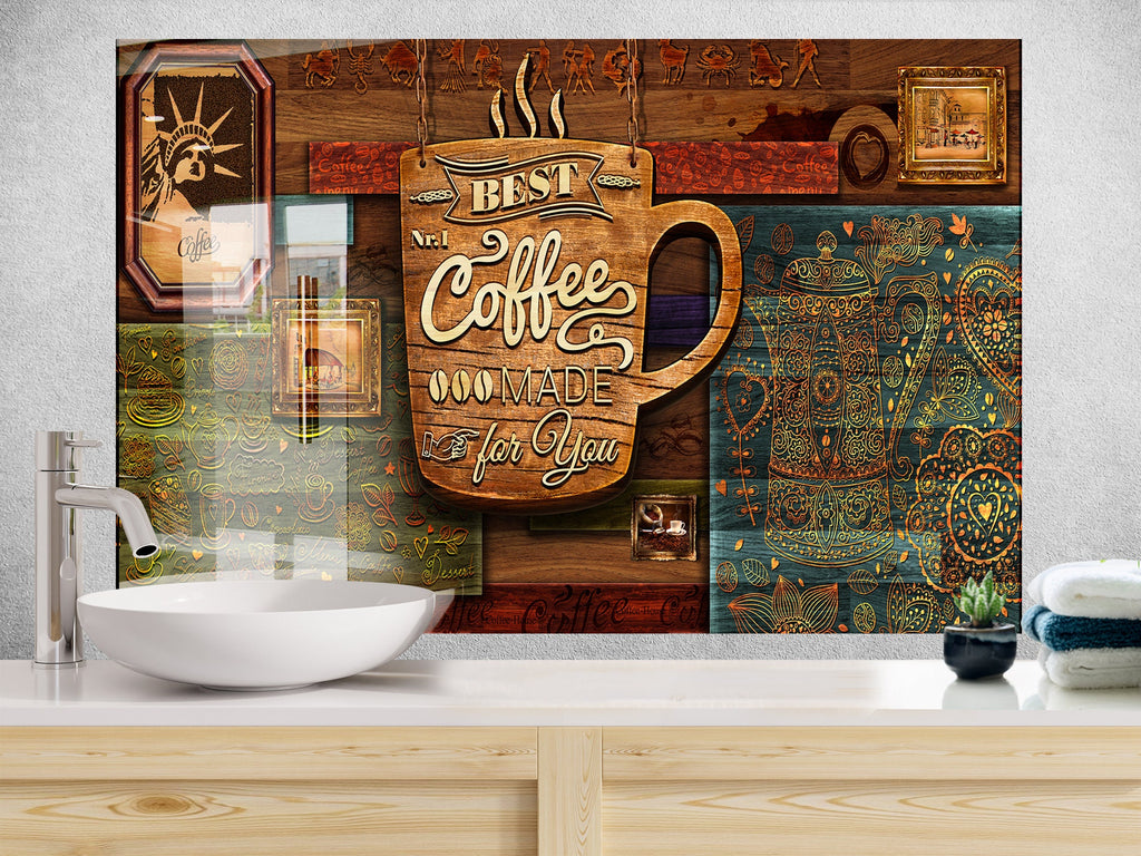 Rustic Coffee Art - Glass Kitchen Backsplash-BacksplashArtworks