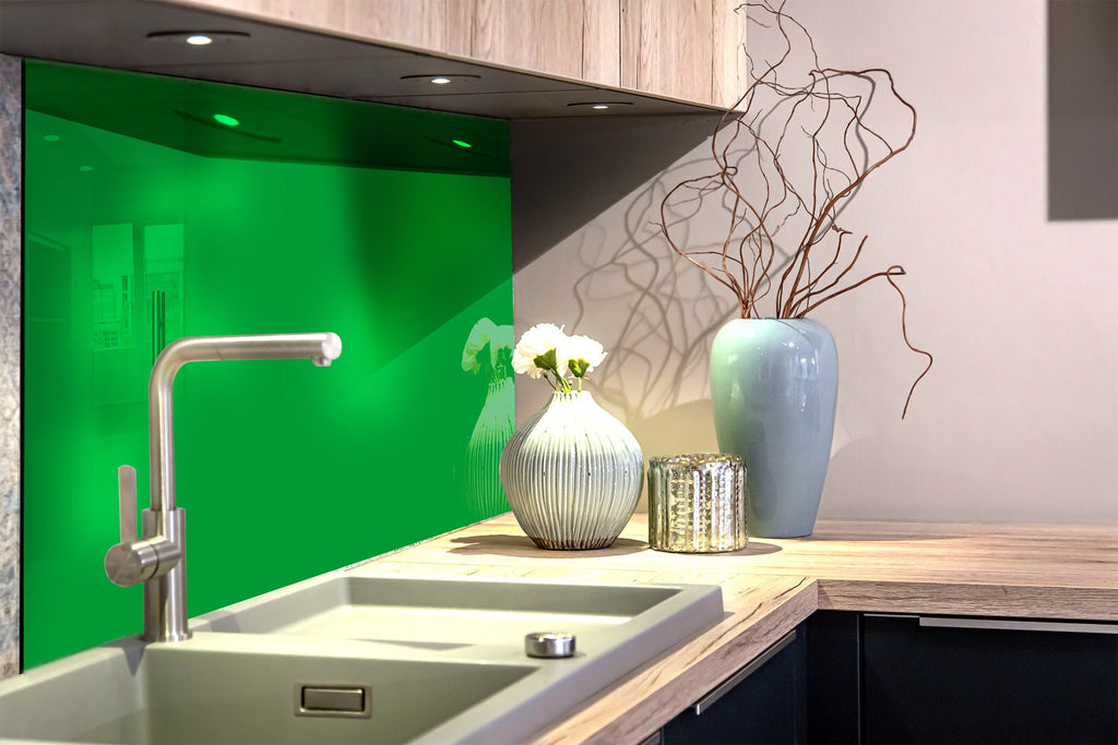 Grass Green - Tempered Glass Kitchen Backsplash-BacksplashArtworks