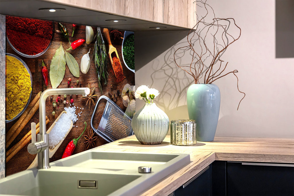 Herb & Spice - Glass Kitchen Backsplash-BacksplashArtworks