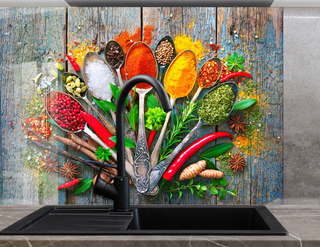 Spice Bomb - Tempered Glass Kitchen Backsplash-BacksplashArtworks