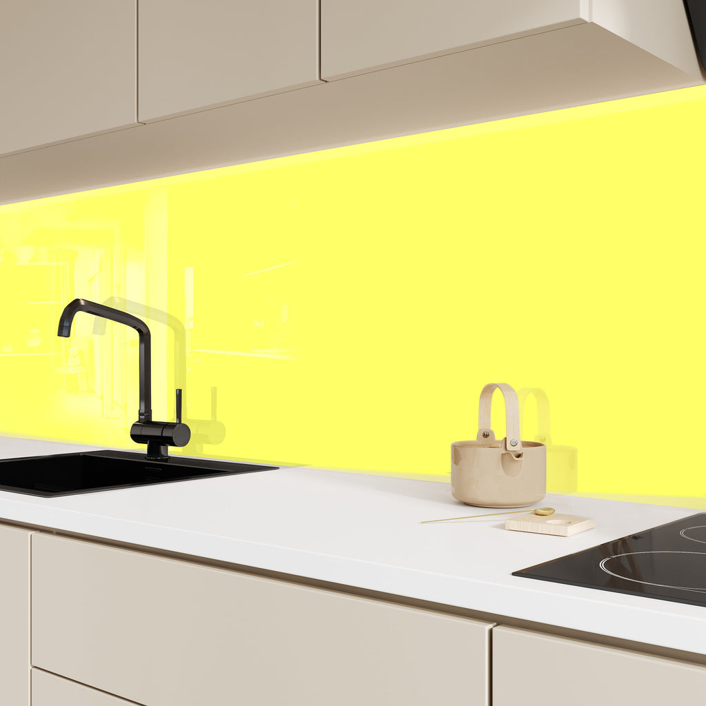Light Yellow - Tempered Glass Kitchen Backsplash-BacksplashArtworks
